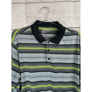 Nike Golf Tour Performance  Men's L Grey/Green Stripe Short Sleeve Polo Shirt